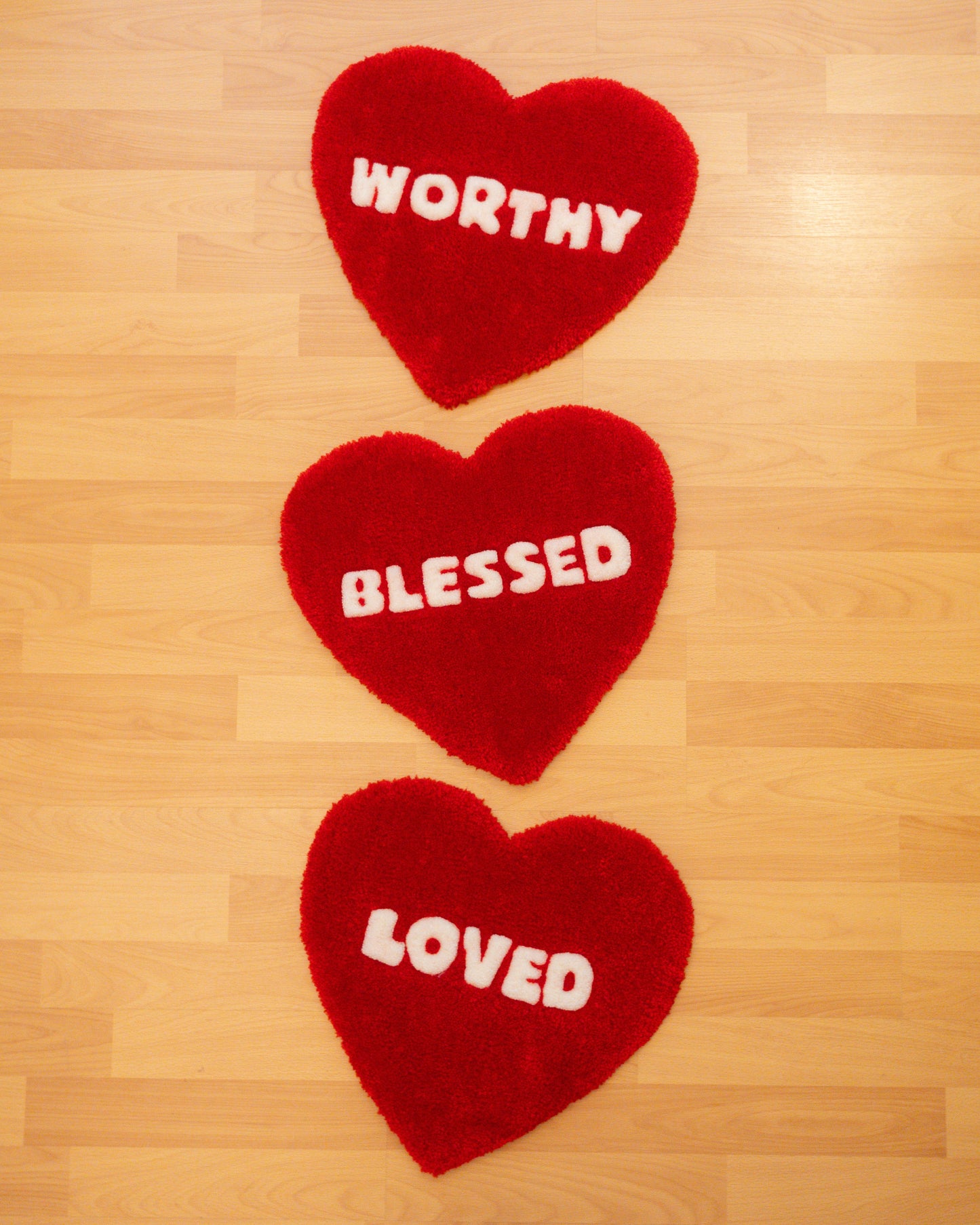 "LOVED", WORTHY", "BLESSED" déco-murale - 35x37