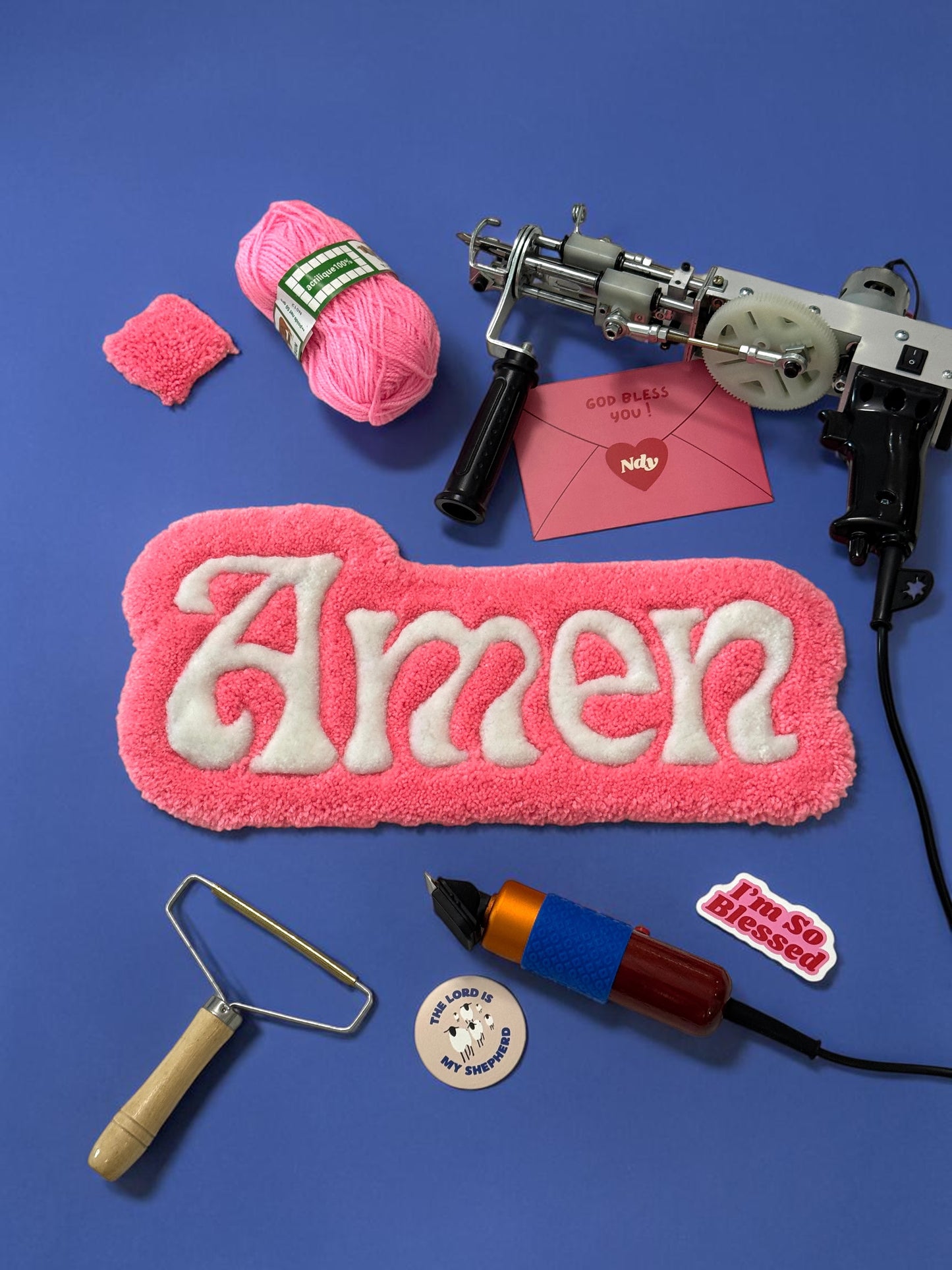 "Amen" rose - déco murale