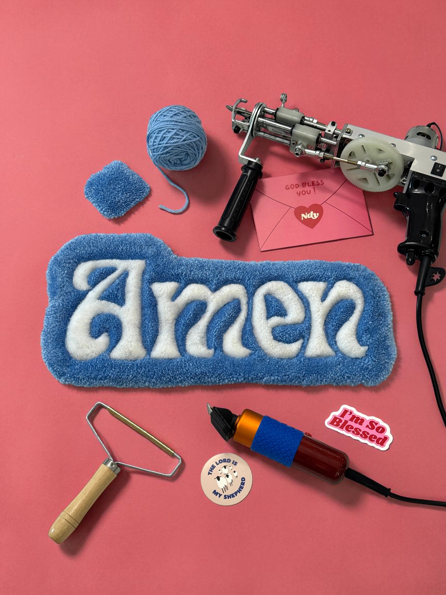 "Amen" bleu - déco murale
