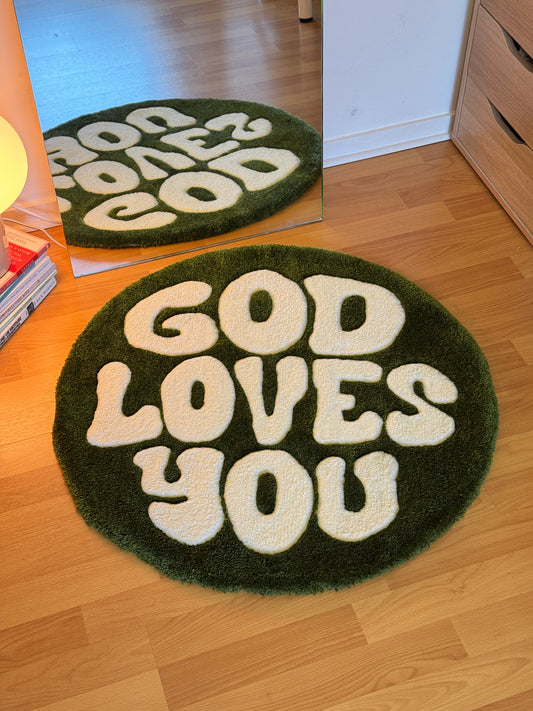 "GOD LOVES YOU" rug - Ø 73